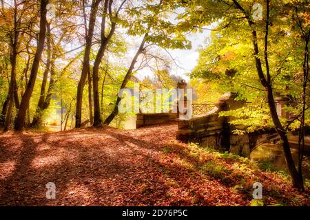 DE - BAYERN: Pagodenburger See im Schlosspark Nymphenburg in München (HDR-Fotografie) Stockfoto