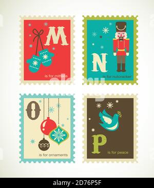 Frohe Weihnachten und Happy New Year Alphabet Stock Vektor