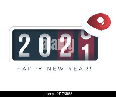 20201 Neujahr. Analoges Thekendisplay im Retro-Stil. Vektorgrafik. Stock Vektor