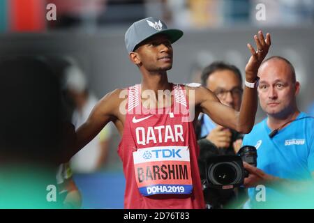 Doha, Katar. Okt. 2019. Mutaz Essa Barshim (QAT) Leichtathletik : IAAF World Championships Doha 2019 Männer-Hochsprung-Finale im Khalifa International Stadium in Doha, Katar . Kredit: YUTAKA/AFLO SPORT/Alamy Live Nachrichten Stockfoto