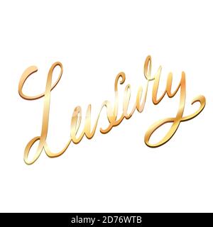 Luxuriöser Schriftzug. Goldene Inschrift. Pinsel Kalligraphie. Pracht. Das Objekt ist vom Hintergrund getrennt. Vektorelement für Grußkarten, Stock Vektor