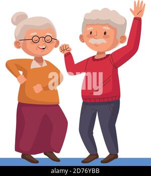 Alte Personen Paar tanzende Zeichen Vektor Illustration Design Stock Vektor