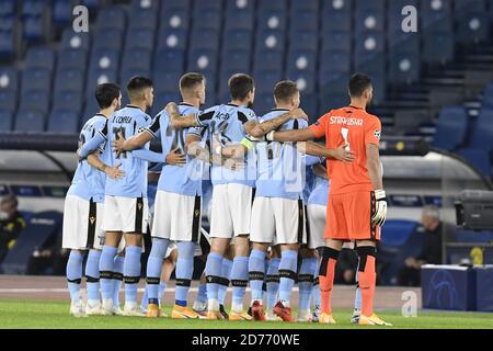 Rom, Italien. Oktober 2020. ROM, ITALIEN - Oktober 20 : Spieler der SS Lazio posieren ein Foto vor dem UEFA Champions League-Gruppe f Fußballspiel zwischen SS Lazio und Borussia Dortmund im Stadio Olimpico am 20. Oktober 2020 in Rom, Italien /LM Kredit: Unabhängige Fotoagentur/Alamy Live News Stockfoto
