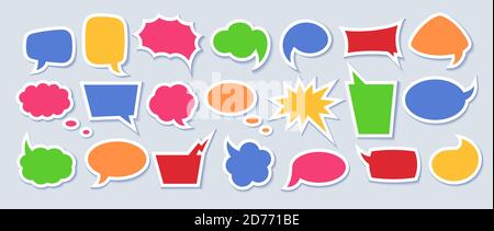 Sprechblasenset aus Papier mit Platz für Phrasen. Stock Vektor