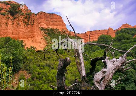 Las Médulas Historische römische Goldmine, UNESCO-Weltkulturerbe, Kulturlandschaft, Region El Bierzo, Provinz León, Kastilien und León, Spanien, Europa Stockfoto