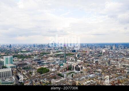 London, Vereinigtes Königreich - August 01 2019: Luftaufnahme des Londoner Stadtbildes BT Tower Building, uk england Stockfoto