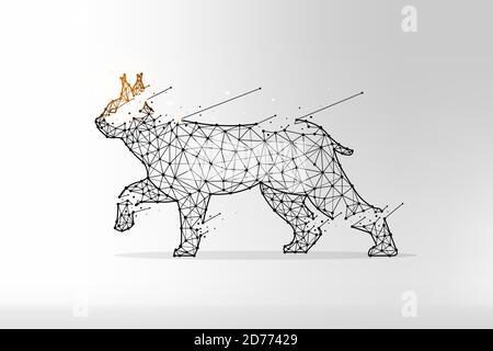 Lynx im polygonalen Stil. Wilde Katze aus Linien und Punkten. Abstrakte Kunst Stock Vektor