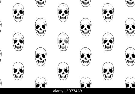 Totenköpfe nahtloses Muster auf weißem Hintergrund Stock Vektor