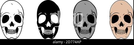 Set of skulls in different styles isolated on white background. Stock Vektor