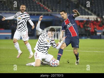 Ictor Lindelof von Manchester United, Angel Di Maria von PSG während der UEFA Champions League, Gruppenphase, Gruppe H Fußballspiel zwischen Paris Saint- Stockfoto