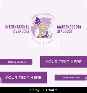 Design Element Grußkarte für International Overdose Awareness Day. Abstraktes Emblem Design Hintergrund. Vektorgrafik EPS.8 EPS.10 Stock Vektor