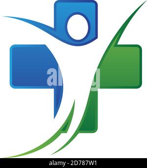 Vektor Konzept Design für die Gesundheitsversorgung Familie gesunde Klinik Arzt. Wellness-Center, Drogerie, medizinische Klinik und medizinische Therapie. Vektor Stock Vektor