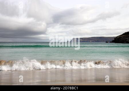 Ceannabinne Beach und der Blick Richtung Whiten Head, Durness, Sutherland, Nordküste von Schottland, Großbritannien Stockfoto