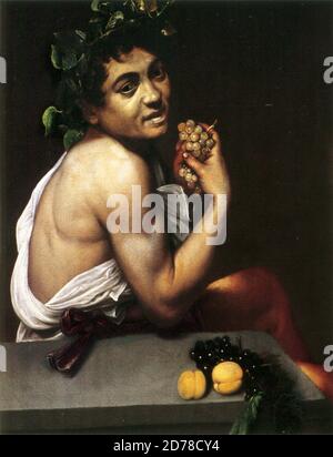 Titel: Der kranke Bacchus Ersteller: Michelangelo Caravaggio Datum: 1591 Medium: Öl auf Leinwand Maße: 67 x 53 cm Ort: Galleria Borghese, Rom Stockfoto