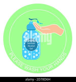 Flasche Gel Alkohol für Wash Hand Coronavirus sterilisieren Prävention der Virus Vektor Illustration Konzept über Gesundheit Stock Vektor