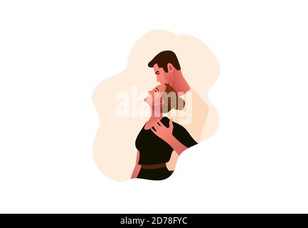 Junge schöne Paar umarmt. Zwei Personen aus Stock Vektor