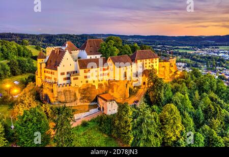 Luftaufnahme von Schloss Lenzburg in der Schweiz Stockfoto
