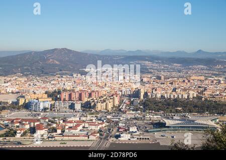 Gibraltar, Blick auf die Grenze zwischen Gibraltar und Spanien Stockfoto