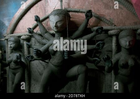 Idol of Goddes Durga - im Aufbau Stockfoto