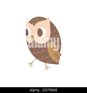 Niedliche Cartoon Walking Eule. Seitenansicht. Lustige Waldcharakter isoliert auf weißem Hintergrund. Vektorgrafik. Stock Vektor