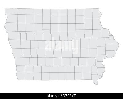 Gray Flat Election Counties Karte der Vereinigten Staaten von Amerika Bundesstaat Iowa Stock Vektor