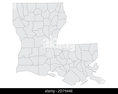 Gray Flat Election Counties Karte der Vereinigten Staaten von Amerika Bundesstaat Louisiana Stock Vektor