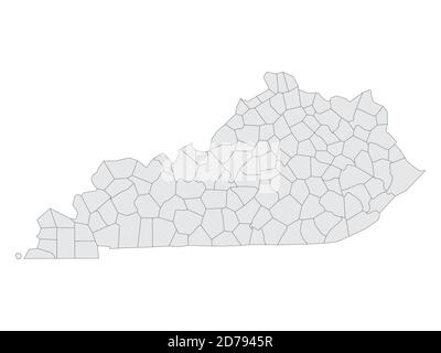 Gray Flat Election Counties Karte der Vereinigten Staaten von Amerika Bundesstaat Kentucky Stock Vektor