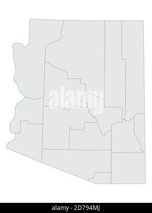 Gray Flat Election Counties Karte der Vereinigten Staaten von Amerika Bundesstaat Arizona Stock Vektor