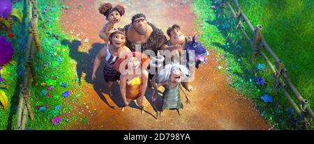 The Croods: A New Age ist eine Fortsetzung von The Croods (2013), dem 39. Spielfilm von DreamWorks Animation. Es soll am 25. November 2020 veröffentlicht werden. Dieses Foto ist nur für redaktionelle Zwecke bestimmt und unterliegt dem Urheberrecht des Filmunternehmens und/oder des Fotografen, der vom Film oder der Produktionsfirma beauftragt wurde, und darf nur von Publikationen im Zusammenhang mit der Bewerbung des oben genannten Films reproduziert werden. Eine obligatorische Gutschrift an das Filmunternehmen ist erforderlich. Der Fotograf sollte auch bei Bekanntwerden des Fotos gutgeschrieben werden. Stockfoto