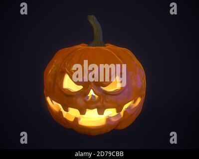 Halloween Kürbis über dunklem Hintergrund. 3d-gerendertes Bild Stockfoto