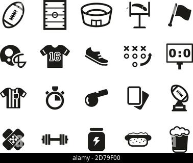 Fußball Oder American Football Icons Black & White Set Big Stock Vektor