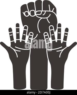 Hände Menschen protestieren Silhouette Stil Symbol Vektor Illustration Design Stock Vektor