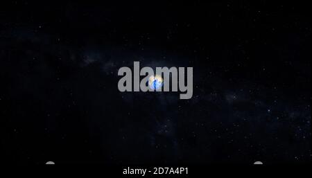 Schöne Foto realistische 3d Erde auf Raum. .Vorderansicht der Erde aus dem Weltraum mit Wolken und grünen Landschaften Vollansicht Erde 4k Auflösung. Stockfoto