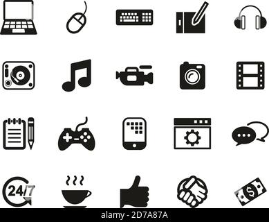 Freelance Business Icons Black & White Set Big Stock Vektor