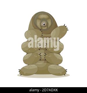 Braun isoliert glücklich schrulli niedlich Cartoon Vektor Tardigrade sitzt Auf weißem Hintergrund und Hand ist oben Stock Vektor