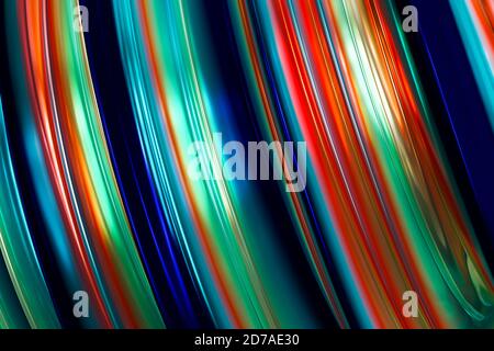 3d-Rendering, abstrakter Hintergrund, irisierende holografische Folie, metallische Textur Stockfoto