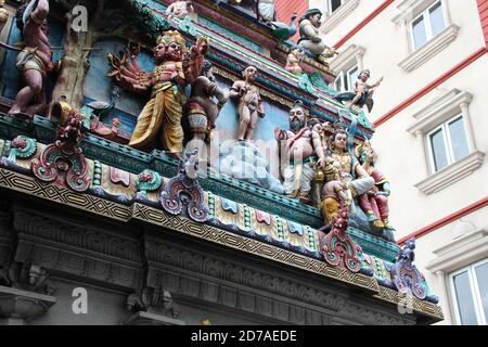 Hindu Tempel (Sri Veeramakaliamman) in Singapur Stockfoto