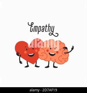 Einfühlungsvermögen. Teamarbeit mit Herz und Gehirn Stock Vektor