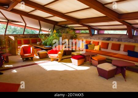 Taliesin West, Garden Room (Wright's Living Room) Stockfoto