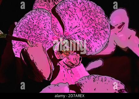 Grafische Darstellung einer purpurnen Orchideenblume Stockfoto