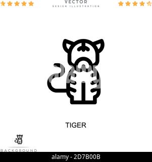 Tiger-Symbol. Einfaches Element aus der digitalen Störungs-Sammlung. Line Tiger Icon für Vorlagen, Infografiken und mehr Stock Vektor