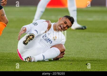 Madrid, Spanien. Oktober 2020. Casemiro von Real Madrid während des UEFA Champions League-Spiels zwischen Real Madrid und FC Shakhtar Donetsk im Estadio Alfredo Di Stefano am 21. Oktober 2020 in Madrid, Spanien. Bild: Dax Images/Alamy Live News Stockfoto