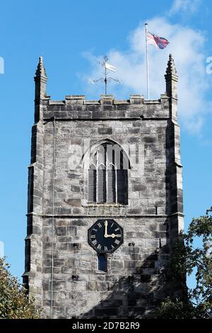 Holy Trinity Church Clock Tower Skipton auf einen schönen Herbst Nachmittag 25-09-2020 Stockfoto