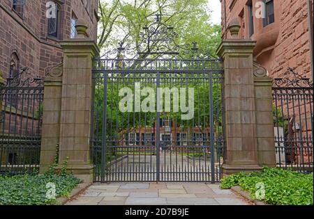 Hauptportal der Yale University, New Haven, Connecticut, CT, USA. Stockfoto