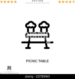 Symbol für Picknicktisch. Einfaches Element aus der digitalen Störungs-Sammlung. Line Picnic Table Icon für Vorlagen, Infografiken und mehr Stock Vektor