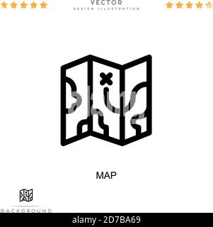 Kartensymbol. Einfaches Element aus der digitalen Störungs-Sammlung. Liniendiagramm-Symbol für Vorlagen, Infografiken und mehr Stock Vektor