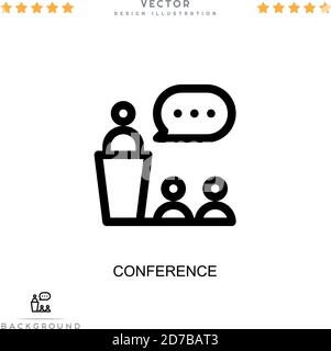Konferenzsymbol. Einfaches Element aus der digitalen Störungs-Sammlung. Zeilenkonferenz-Symbol für Vorlagen, Infografiken und mehr Stock Vektor