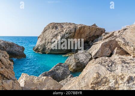 Der Kathisma Beach. Einer der besten Strände auf der griechischen Insel Lefkada, Ionische Inseln, Griechenland. Stockfoto