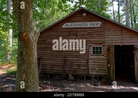 Schmiede und am Furnacetown Living Heritage Village, Snow Hill, Maryland, USA. Stockfoto