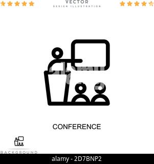 Konferenzsymbol. Einfaches Element aus der digitalen Störungs-Sammlung. Zeilenkonferenz-Symbol für Vorlagen, Infografiken und mehr Stock Vektor